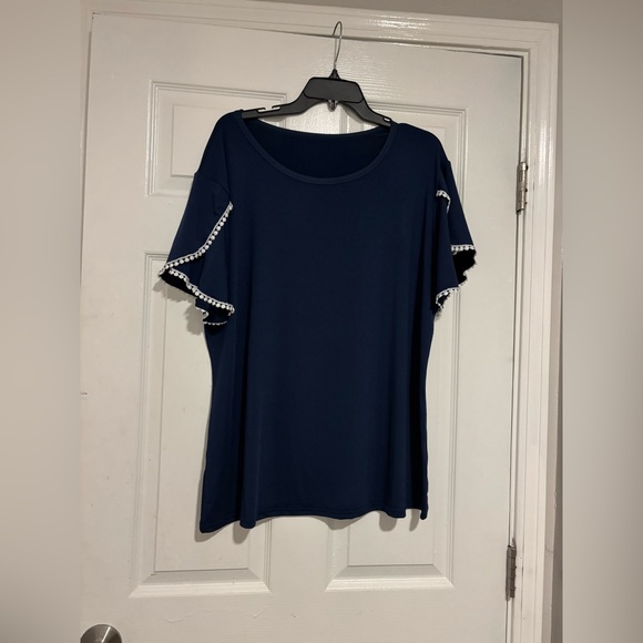 Tops - Navy Blue Women's Top with Trim Detail